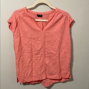 Splendid Linen Blend Pink Relaxed‎ Blouse with Cap Sleeves